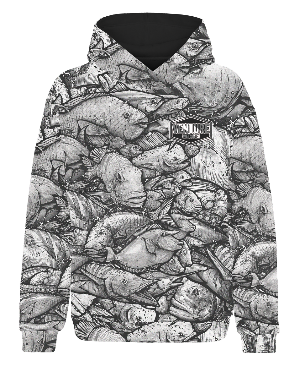 Hawaii Fish Camo Fleece Dri Fit Hoodie w/ Kangaroo Pocket (Adult