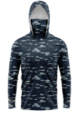 Pelagic Navy Camo Face Buff Dri Fit Hoodie  (Adult/Youth)