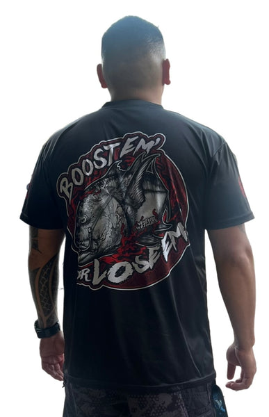 Boost Em Or Lose Em Bloody Black Dri Fit T-Shirt (Adult/Keiki)
