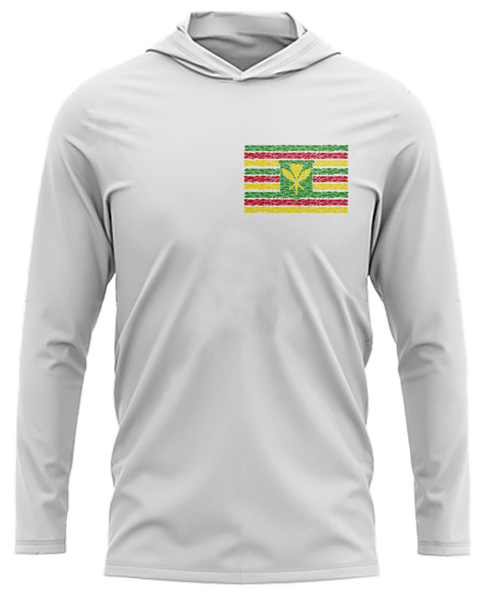 Kanaka Maoli Fish Flag White Dri Fit Hoodie (Adult/Keiki)